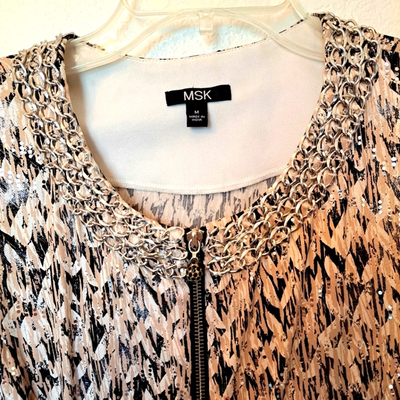 NEW MSK WOMEN'S TOP SIZE MEDIUM DRESSY LONG SLEEVE - Picture 2 of 7